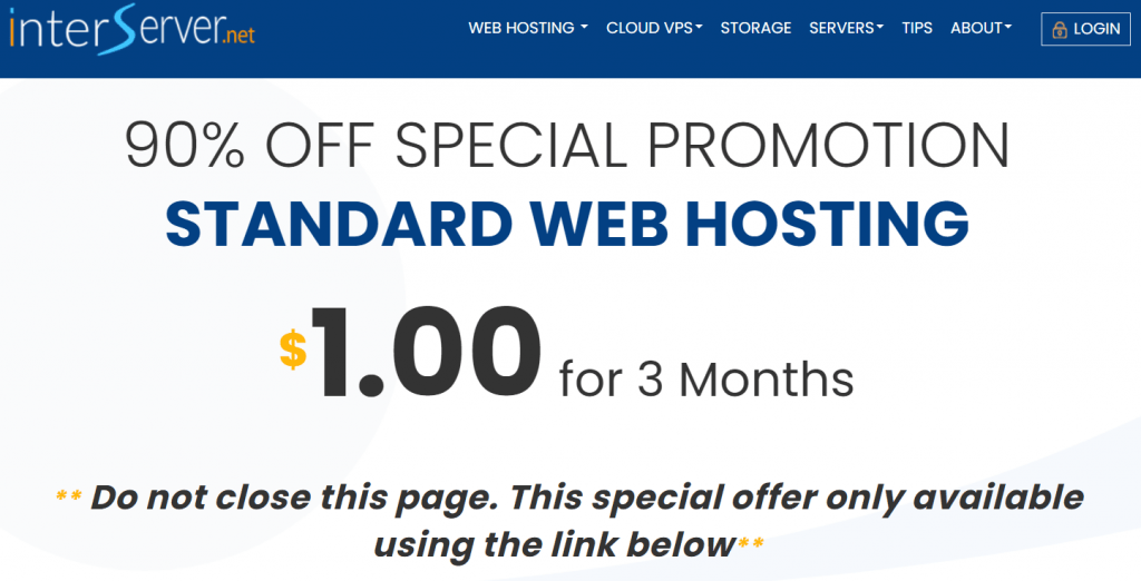 InterServer Stay Home Promotion 1 dollar web hosting