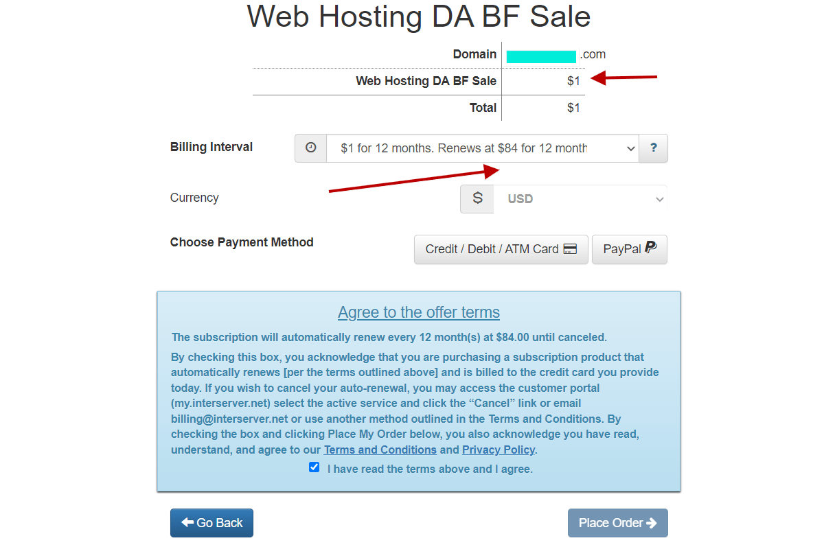 interserver $1 year hosting