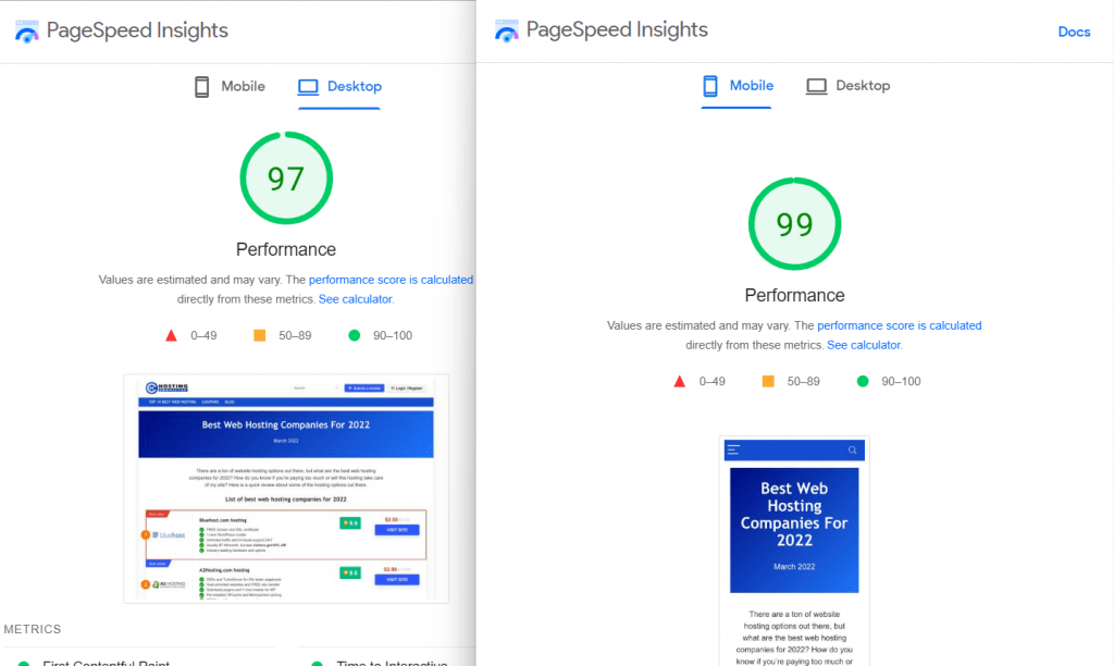 chemicloud page speed insights