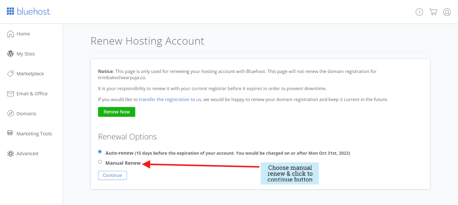 how to cancel bluehost auto renewal