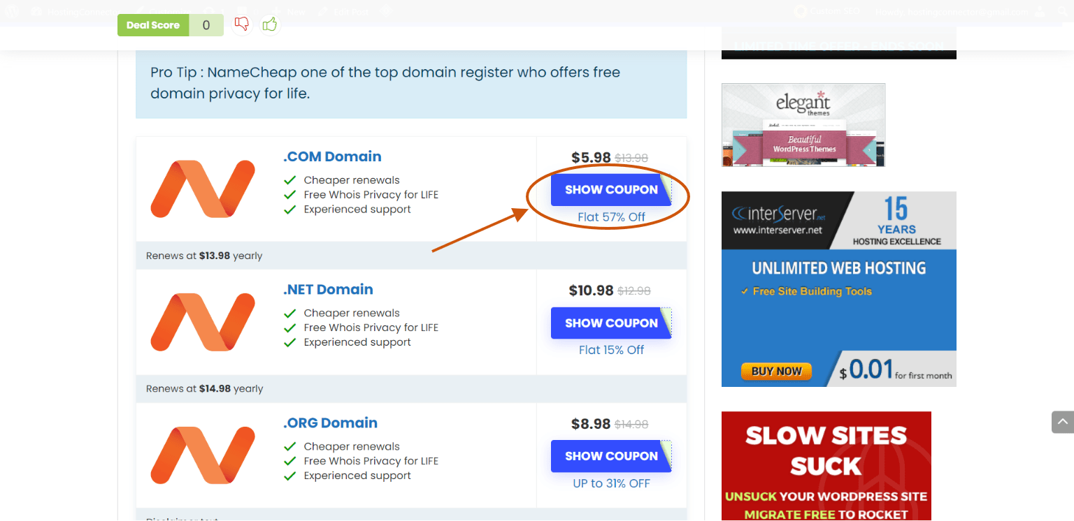 namecheap domain promo code