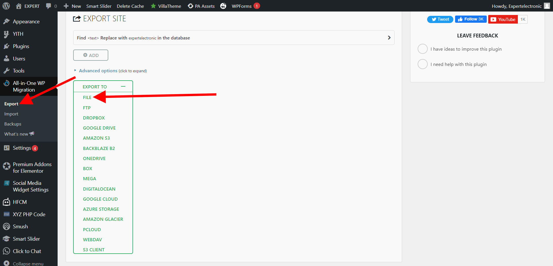 export your website in file format