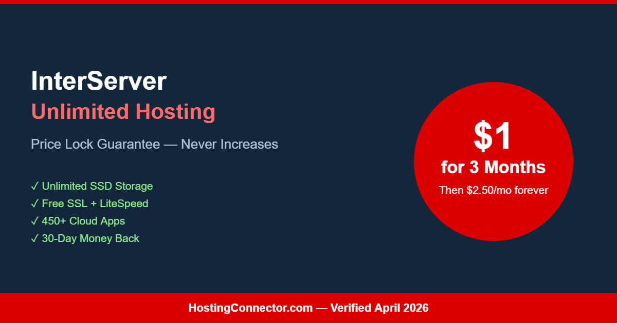 InterServer $1 for 3 months unlimited hosting deal 2026